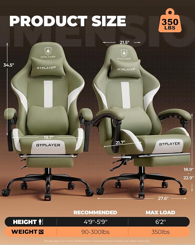GTPLAYER Gaming Chair with Foot Rest & Pocket Spring Cushion, Ergonomic High - Image 2