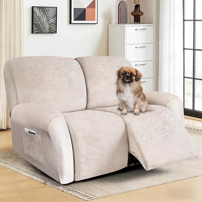 ANARACHON Loveseat Recliner Cover Leather Look Recliner Loveseat Covers - Image 2