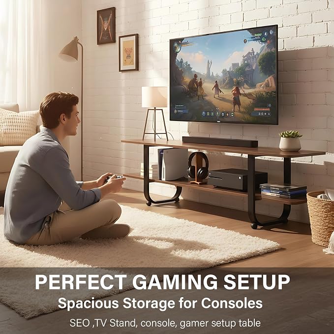 Tiita Bamboo TV Stand with Storage - Image 9