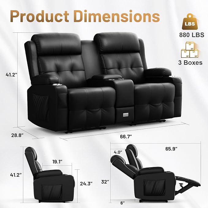 Recliner Sofa Set, Wall Hugger Couch - Image 2
