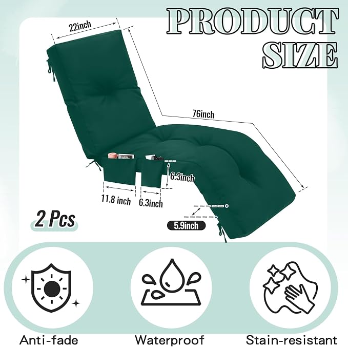 Outdoor Chaise Lounge Cushions - Image 2
