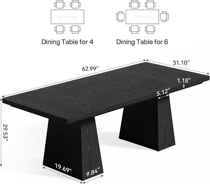 LITTLE TREE Dining Table for 4-6 People, Wooden Table, Rectangle Furniture - Image 2