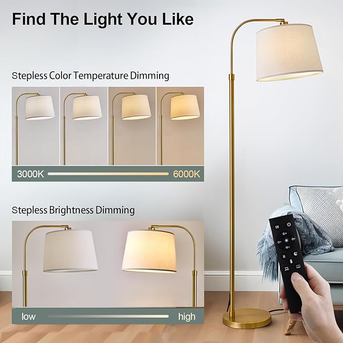 Oneach 62" Arc Floor Lamp for Living Rooms, Modern Reading Light for Bedrooms - Image 3