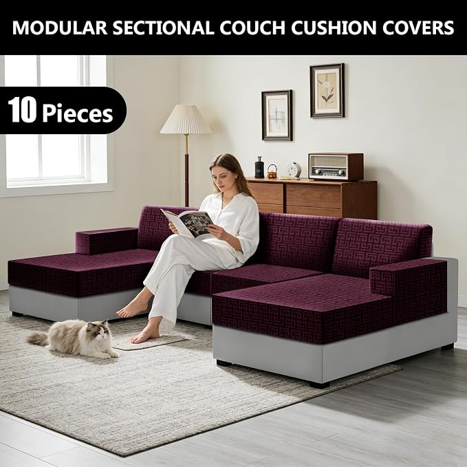UNBBRRL 10 Pieces Stretch Sofa Cushion Covers - Image 6