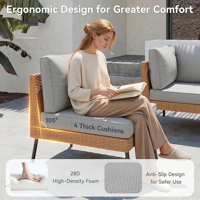 Aoxun Patio Furniture Set, 7 Piece Outdoor Sectional Sofas - Image 3
