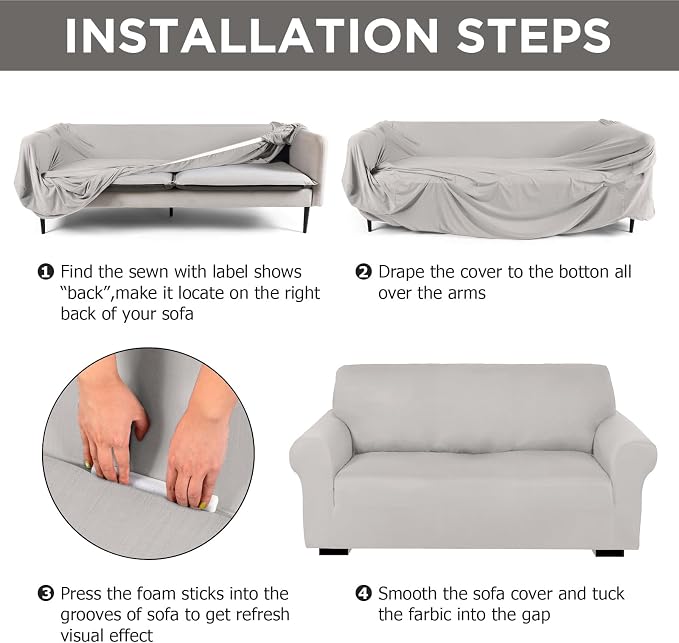 Peryiter 2 Pcs Sofa Covers Couch and Loveseat Covers Set Stretch Sofa Slipcover - Image 3