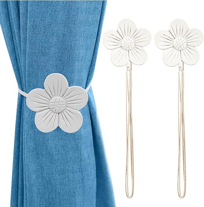 Lewondr Vintage Magnetic Curtain Tieback, 1 Pair Resin Flower Curtain Drapery by Lewondr