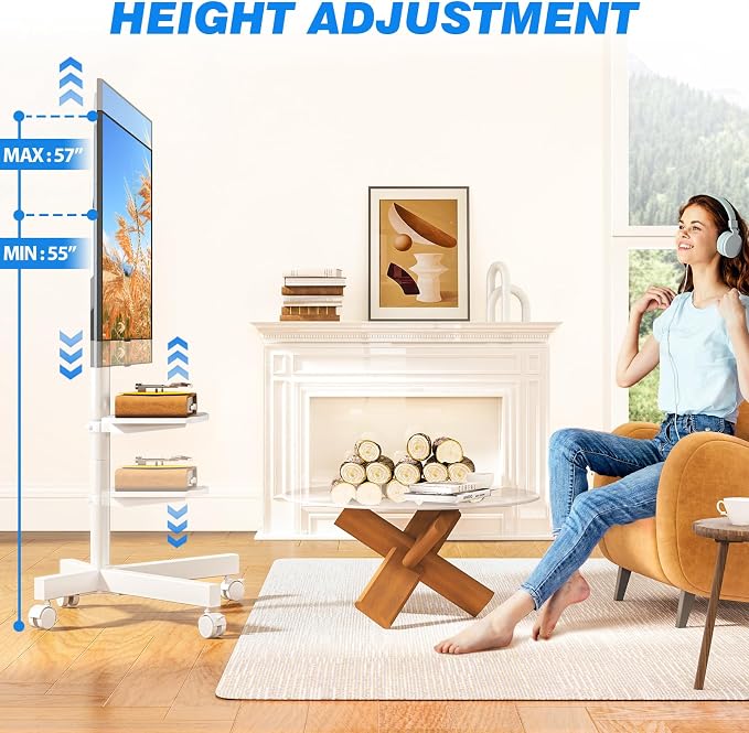Rfiver Mobile TV Stand for 23-65 Inch LCD LED Flat/Curved Panel Screen TVs up - Image 3