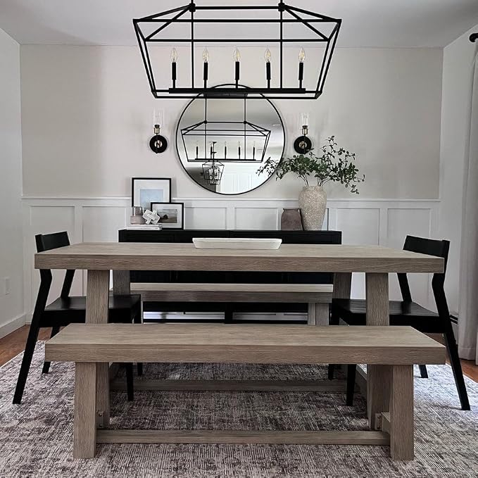 Plank+Beam 72 Inch Farmhouse Dining Table, Solid Wood Rustic Kitchen Table - Image 7