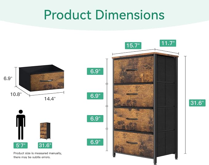 AODK Dresser for Bedroom with 4 Storage Drawers, Small Dressers Chest of - Image 3