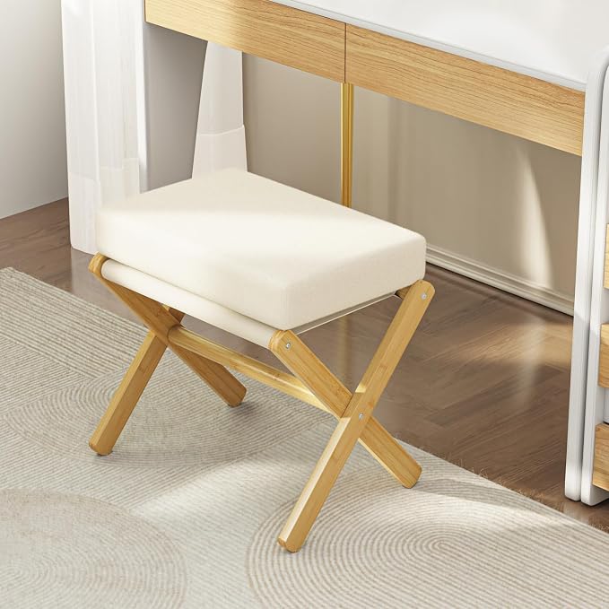 BAMBOOHOMIE Foldable Foot Stool Ottoman, Modern Foot Rest - Image 9