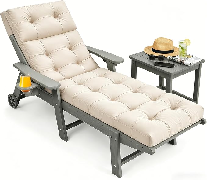 Outdoor Chaise Lounge Cushion, Waterproof 74.4x22x4.7 Inch Thick Cotton Filled by PALHMLIY%E2%80%93ElevateYourEscape