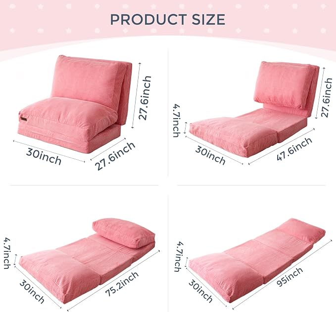 MAXYOYO Folding Sofa Bed, Extra Thick and Long Floor Sofa Convertible Sleeper - Image 2