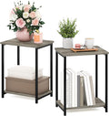 Furinno Simplistic Metal Frame End Table, French Oak by Furinno-FitsYourSpaceFitsYourBudget