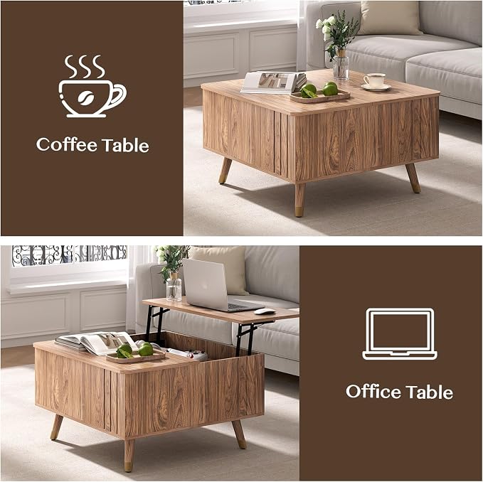 JOINICE Walnut Lift Top Coffee Table - Image 5