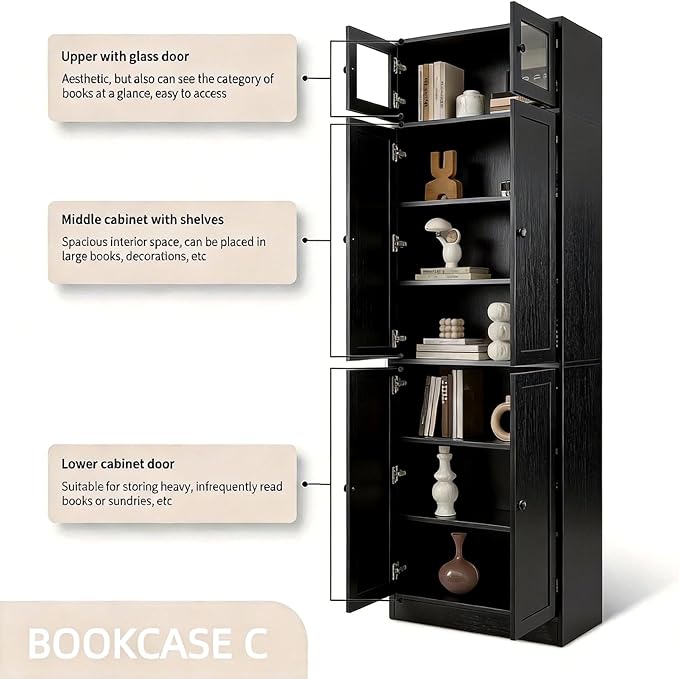 TUSY 85.5" Modern Tall Bookcase - Image 3