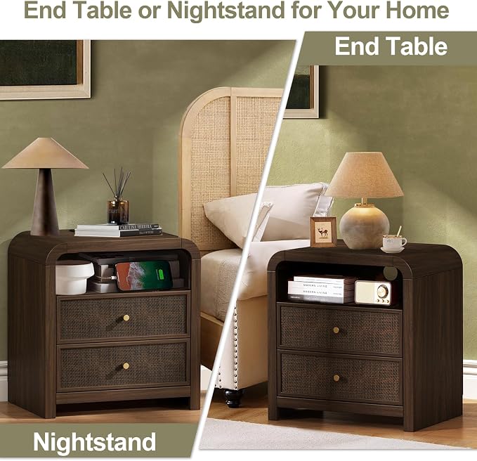 Oak&Sparrow Rattan Nightstand Set of 2, 23.6'' Rattan End Table - Image 8