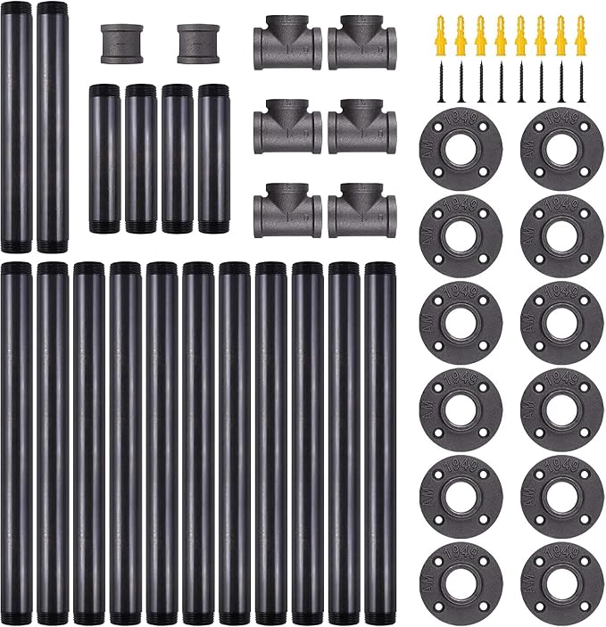 42'' x 28'' Industrial Pipe Table Legs Set, Iron-Cast Finish Piping - Image 4