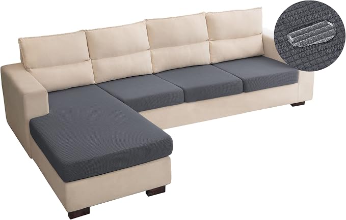 Water Repellent L Shaped Couch Covers 4 Pieces Sofa Seat Cushion Slipcovers by TOPYUMH