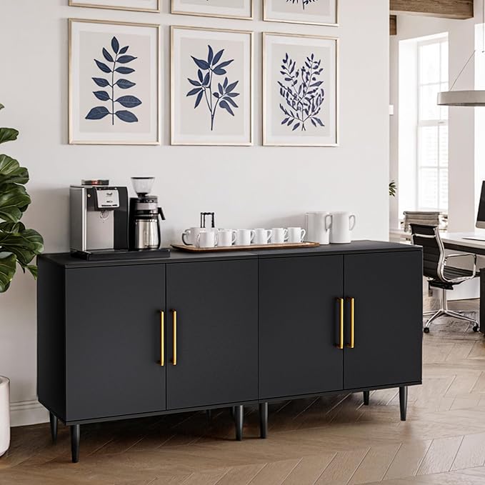 Vrullu Modern Storage Cabinet, Free Standing Buffet Cabinet, Wood Accent - Image 5