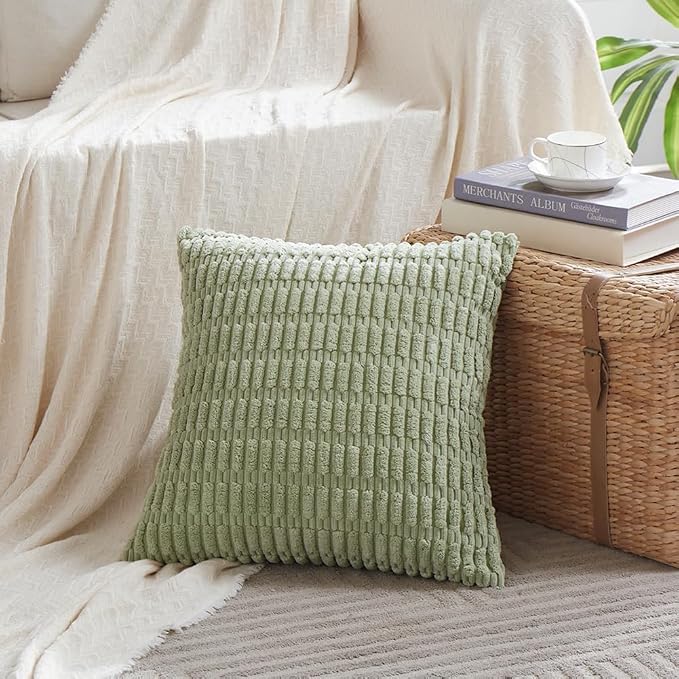 Fancy Homi 4 Packs Sage Green Decorative Throw Pillow Covers 24x24 Inch - Image 2