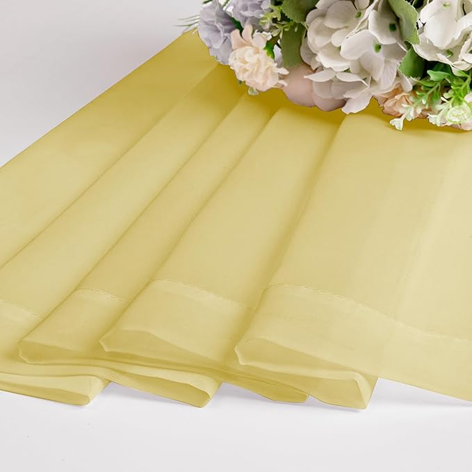 Chyhomenyc Mustard Yellow Sheer Curtains 108 Inches Long - Image 5