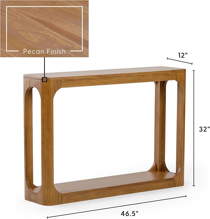 Plank+Beam Forma Console Table, 46 Inch, Solid Wood Sofa Table, Entryway Table - Image 2
