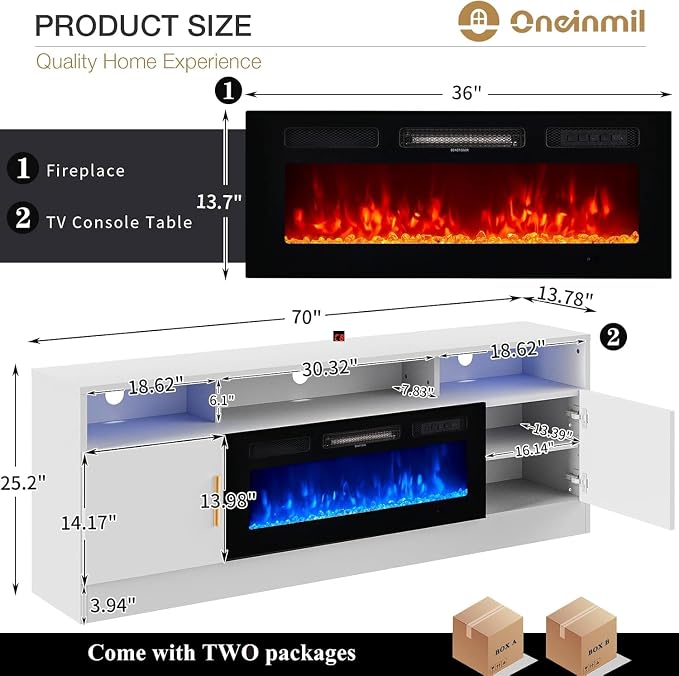 oneinmil 70" Fireplace TV Stand - Image 3