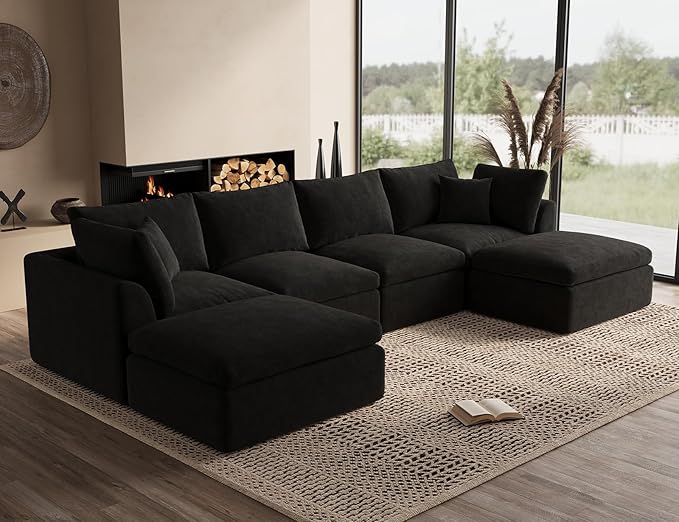 ohllob 140" U Shaped Couch, Cloud Sectional Couches by Ohllob