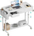 White Portable Rolling Computer Desk by Unknown