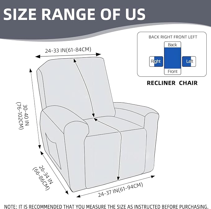 Genina Recliner Chair Covers, Stretch Reclining Chair Cover, Recliner Sofa - Image 5