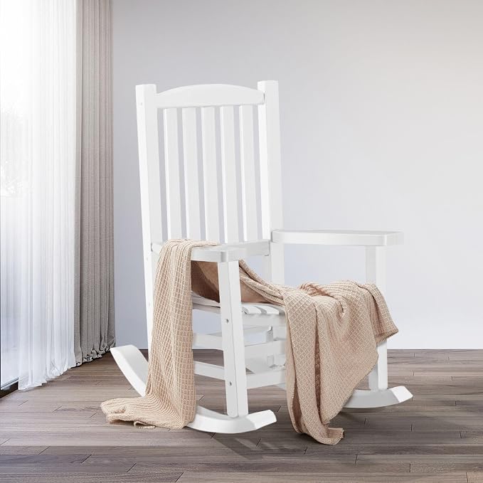 Hupmad Wooden Rocking Chair Outdoor Oversized Porch Rocker Chair, Patio Wooden - Image 2