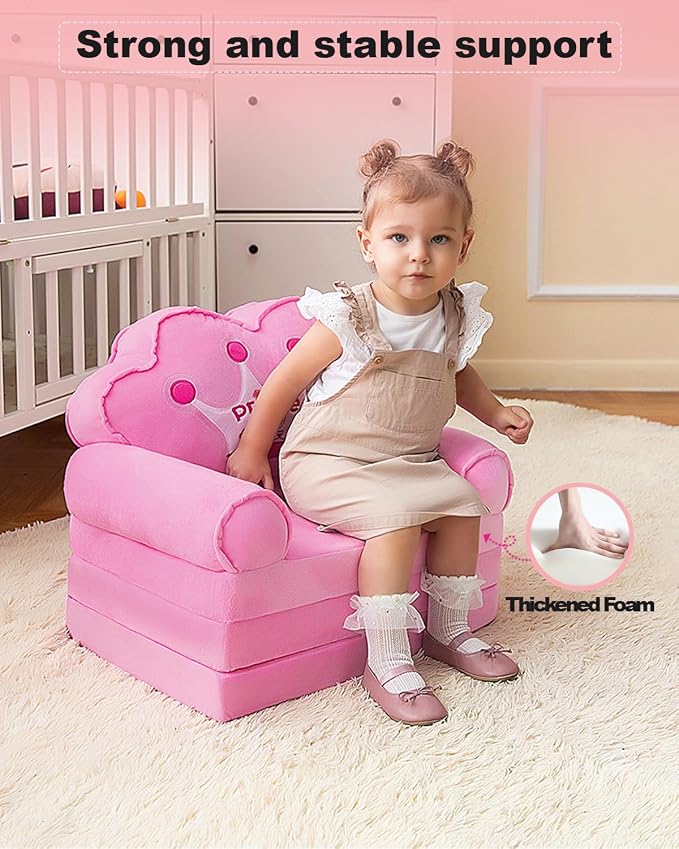 MOONBEEKI Kids Couch Fold Out, Foldable Princess Chair - Image 4