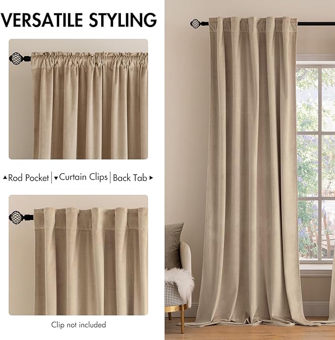 MIULEE Velvet Curtains 2 Panels Luxury Blackout Curtains - Image 2