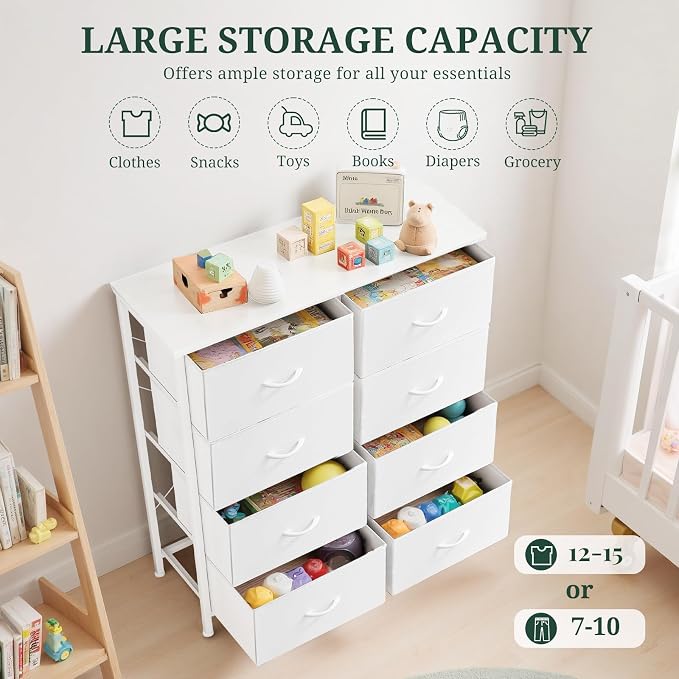 8-Drawer Dresser for Bedroom, Anti-Tip Tall Storage Organizer Chest of Drawers - Image 5