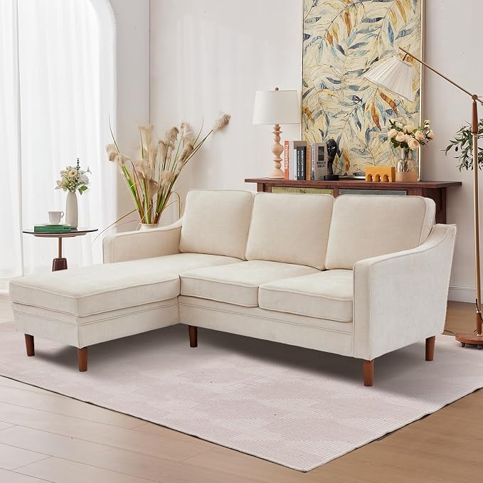 Kingfun 88" L-Shape Sofa, Chenille Sectional Couch, Mid Century Modern Couches by KINGFUN-Anexcitingoption