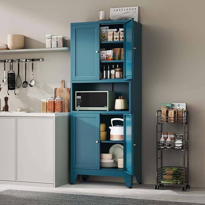 YAUWOH 69" Tall Metal Pantry Cabinet - Image 2
