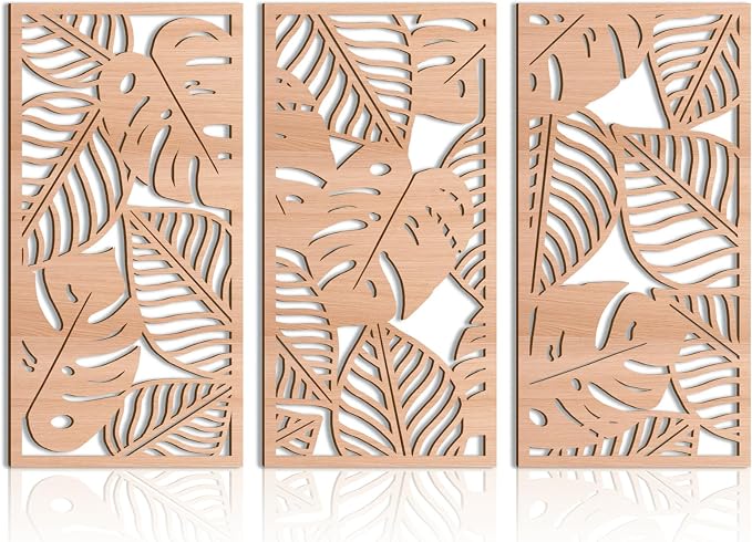 IARTTOP Large Wood Tropical Wall Art 15.9X32 Inch Carved Palm Leaves Wall Decor by IARTTOP