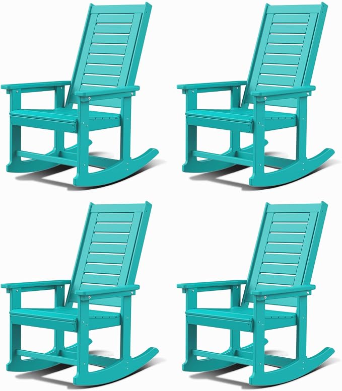 GREENVINES Outdoor Rocking Chairs | Set of 4 | Porch Rocker | HDPE Plastic | by GreenVines