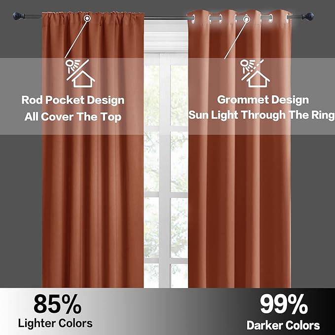 RYB HOME Basement Bathroom Kitchen Cafe Blackout Privacy Curtains, Short - Image 7
