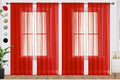 SpaceDresser Sheer Red Curtains 4 Panels Rod Pocket Semi-Sheer Curtain 90 by SpaceDresser