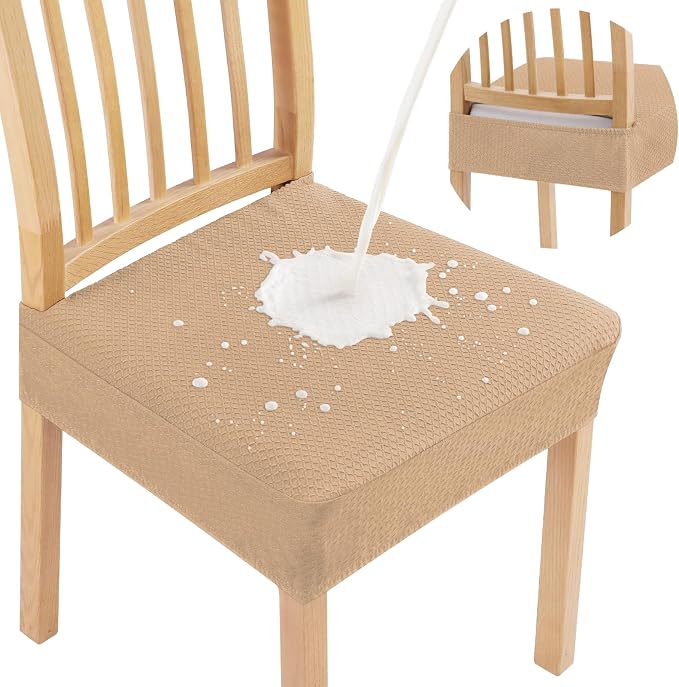 Smiry Waterproof Seat Covers for Dining Room Chairs Set of 4, Stretch Jacquard by Smiry
