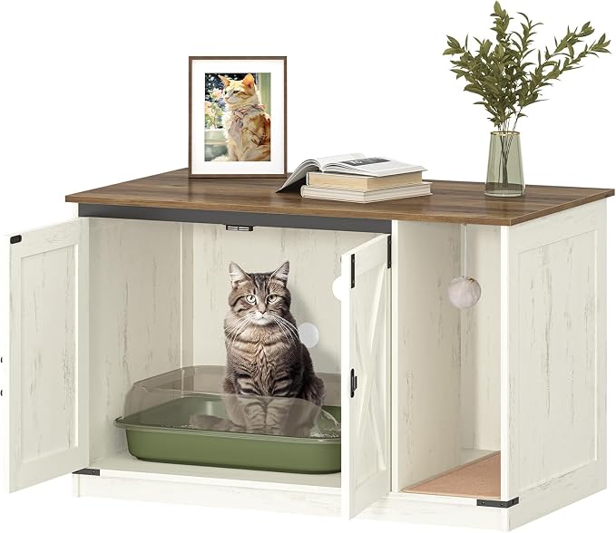 Hzuaneri Cat Litter Box Enclosure, Hidden Litter Box Cabinet Furniture - Image 9