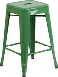 Flash Furniture Kai Commercial Grade 24" High Backless Green Metal by FlashFurniture