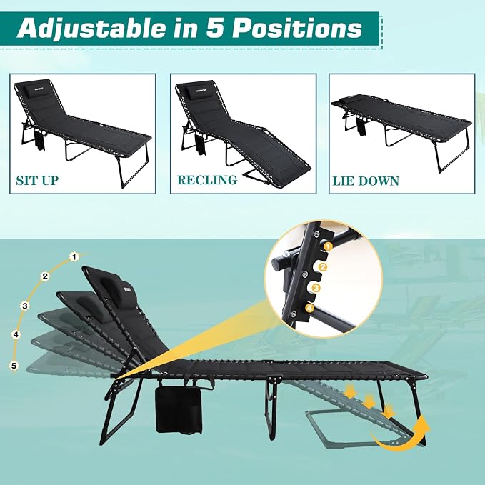 Outdoor Folding Lounge Chair Padded - Image 4