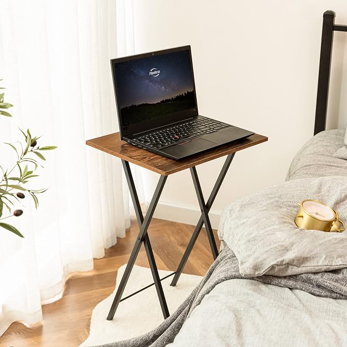 HOOBRO Folding TV Tray Tables, Industrial Snack Tables - Image 4
