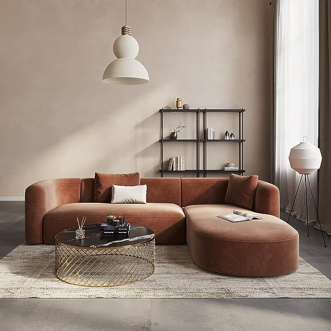 Acanva Luxury Modern Tight Curved Back Velvet Sofa, Minimalist Style Comfy Couch by acanva