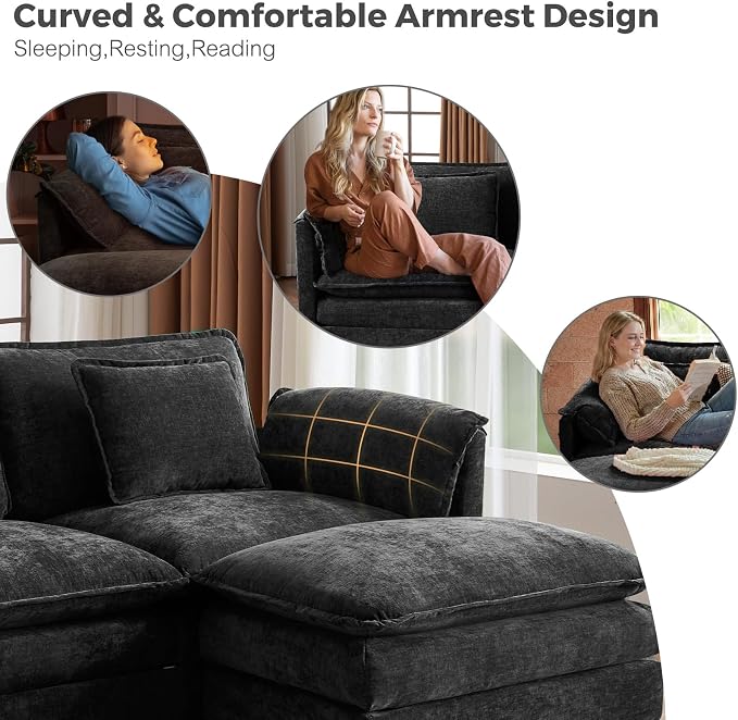 ELUCHANG Oversized 153" Modular Sectional Sofa, Comfy Cloud Couch, L Shaped - Image 9