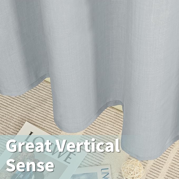 LAMIT Linen Curtains 90 Inch for Bedroom, Grommet Thick Linen Textured Sheer - Image 6