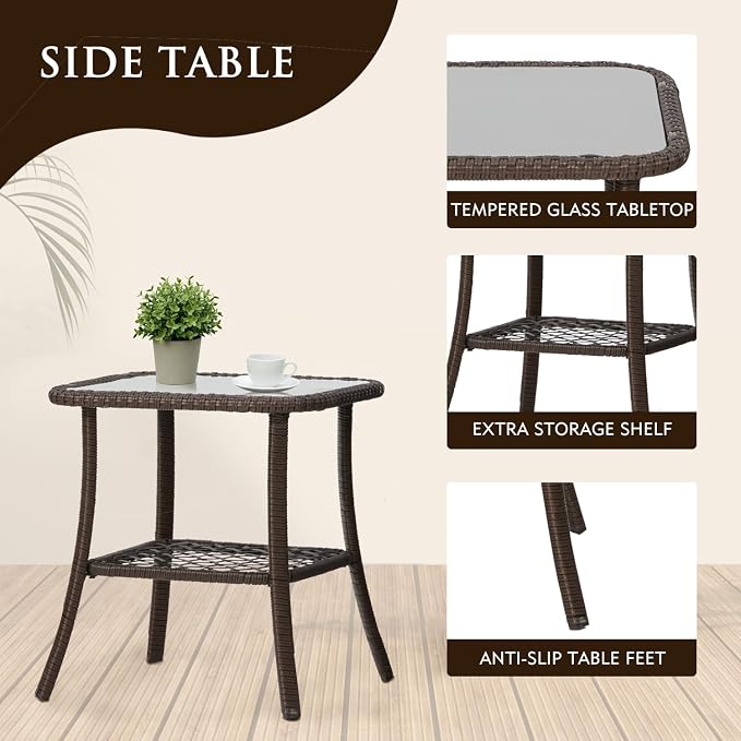 MELLCOM Patio Furniture Set, Weather Resistant Olefin Fabric - Image 5